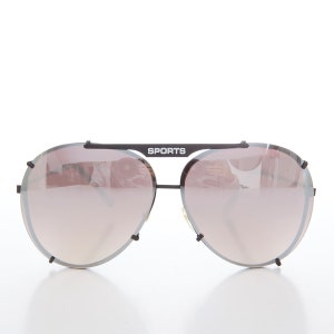 Rimless Vintage Aviator with Reflective Lens - Flashy