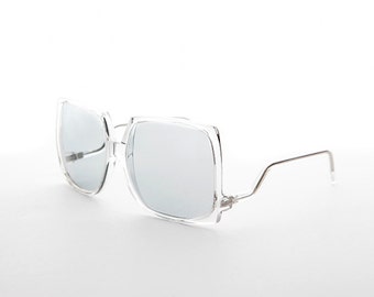 80s Women's Oversized Square Boho Vintage Sunglass Transition Corning Glass PhotoSun Lens - Twiggy