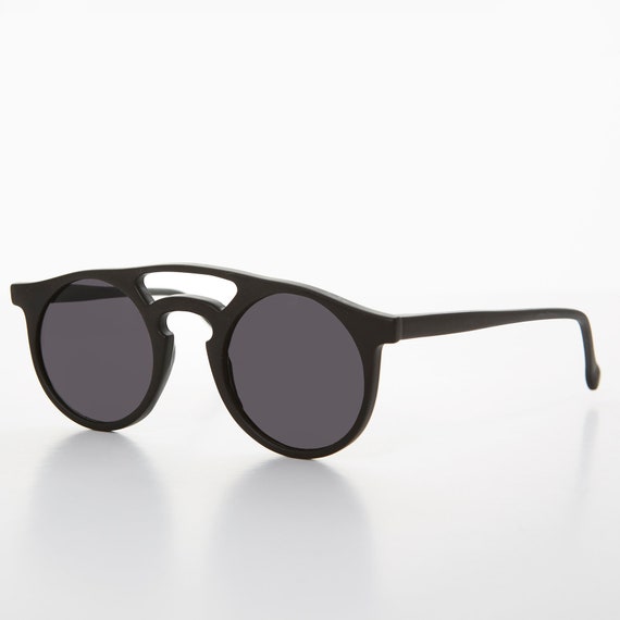 Round Black Old Timey Aviator Vintage Sunglasses … - image 7