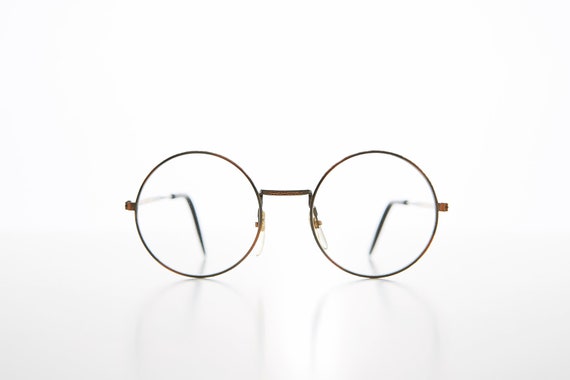 JOHN LENNON Costume Round Retro Large Metal Frame Clear Lens Eye Glasses NEW