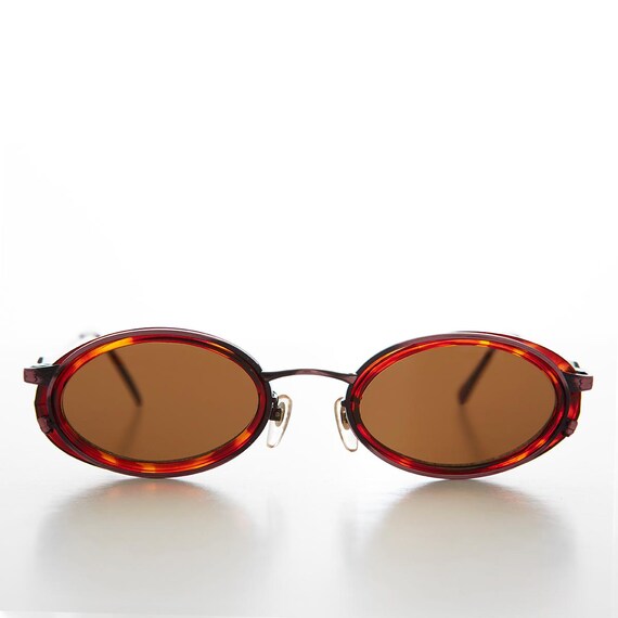 Oval 90s Combination Frame Vintage Sunglasses - Dorian - Etsy display picture 1