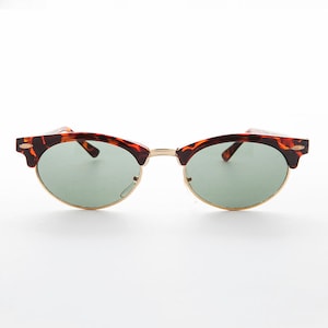 Oval Half Rim Cat Eye Soho Women&#39;s Vintage Sunglass Glass Lens - Shelby