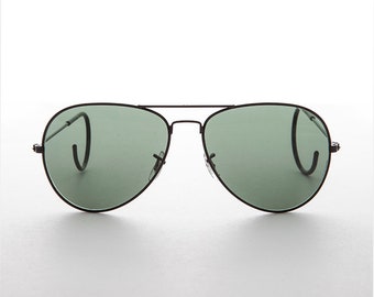 Classic Pilot Sunglasses with Cable Wrap Temple - Vapor