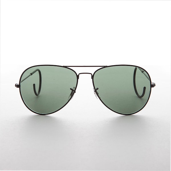 Classic Pilot Sunglasses with Cable Wrap Temple - Vapor