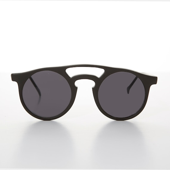 Round Black Old Timey Aviator Vintage Sunglasses … - image 8