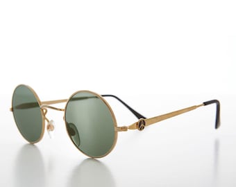 Round Peace Sign Vintage Sunglasses - Arrow