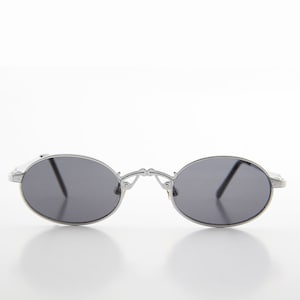 Silver Oval Victorian Style Vintage Steampunk Sunglasses - Leon