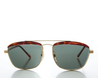 Gold Brow Bar Aviator Sunglasses -  Albie