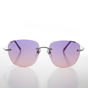 Rimless Tinted Lens Women&#39;s Vintage 90s Sunglass - Fancy