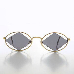 Vintage zonnebril met zwevende glazen diamant - Rashid