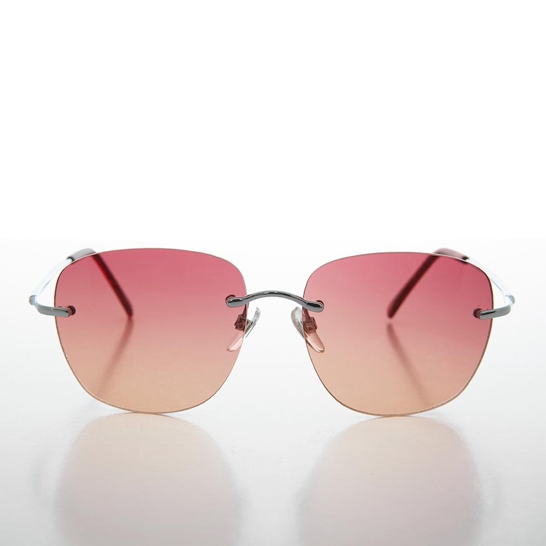 Rimless Tinted Lens Women's Vintage 90s Sunglasses