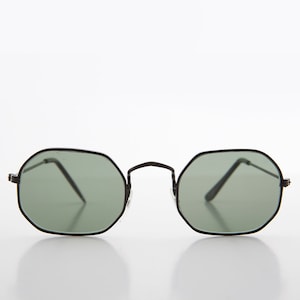 Lunettes de soleil vintage octogonales avec monture en métal et verres - Vigne