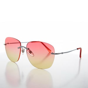 Rimless Tinted Lens Women's Vintage 90s Sunglasses