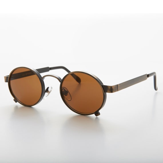 Round Goth Grunge Steampunk Vintage Thick Rim Sunglass 