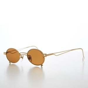 Small Oval 90s Full Metal Steampunk Sunglasses - Azari