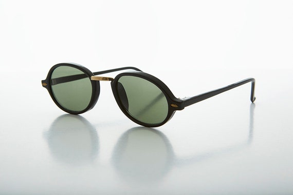 Maxwell Gothic Steampunk Victorian Oval Vintage Sunglass Black//Green