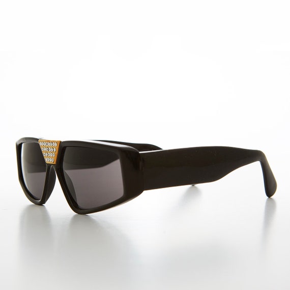 Rectangular Vintage Sunglass with Rhinestone Brid… - image 2