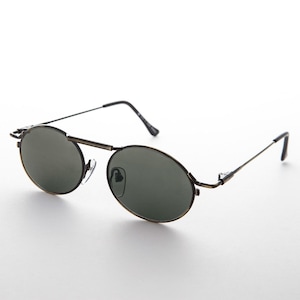 Oval Steampunk Sunglass with Flat Top Spring Brow Bar - Steamcon