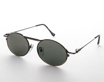 Oval Steampunk Sunglass with Flat Top Spring Brow Bar - Steamcon