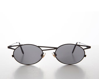 Steampunk futuristische metalen zigzag zonnebril met ovale lens - Zee