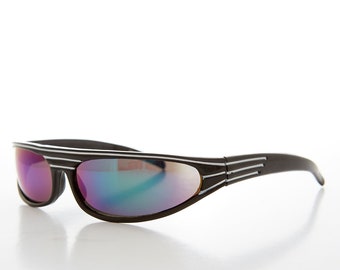 Futuristic Wrap Around Sporty 80s Vintage Sunglass - Gizmo