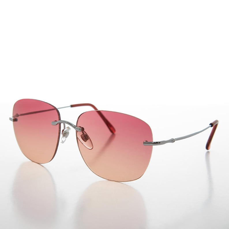 Rimless Tinted Lens Women's Vintage 90s Sunglasses