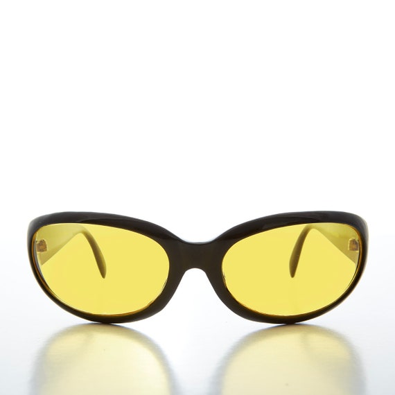 Wrap Around Yellow Lens Bug Eye Vintage Sunglasse… - image 4