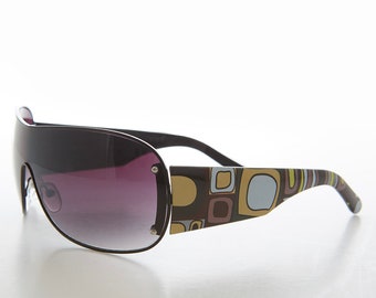 Shield Sunglasses with Mod Pattern Temples -  Trek