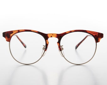 Tortoise Half Frame Vintage Eyeglasses - Quinn