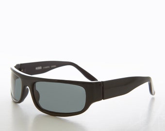 Schwarz Gewickelte Rechteckige Vintage Sonnenbrille - Keane