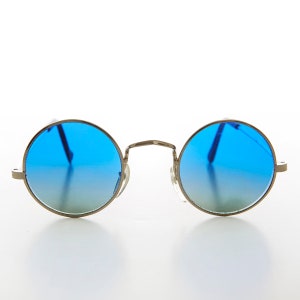 Round Hippie Sunglass with Ocean Colored Lenses- Agean