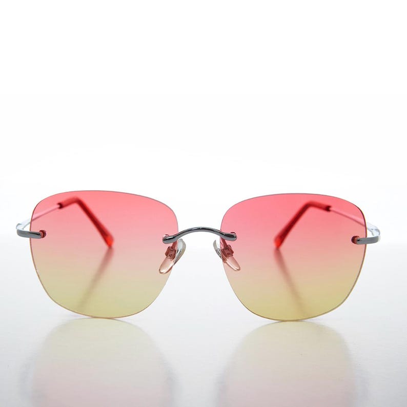 Rimless Tinted Lens Women's Vintage 90s Sunglasses