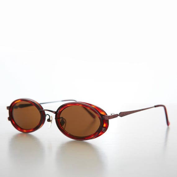 Oval 90s Combination Frame Vintage Sunglasses - Dorian - Etsy display picture 2