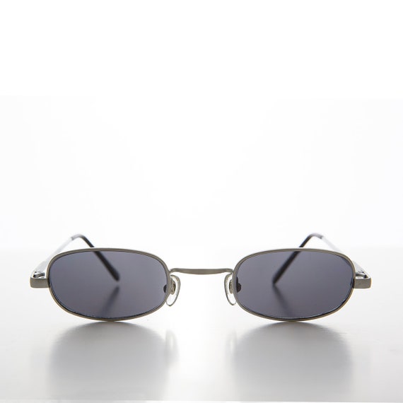 Tiny Rectangle 90s Half-Frame Vintage Sunglasses … - image 2