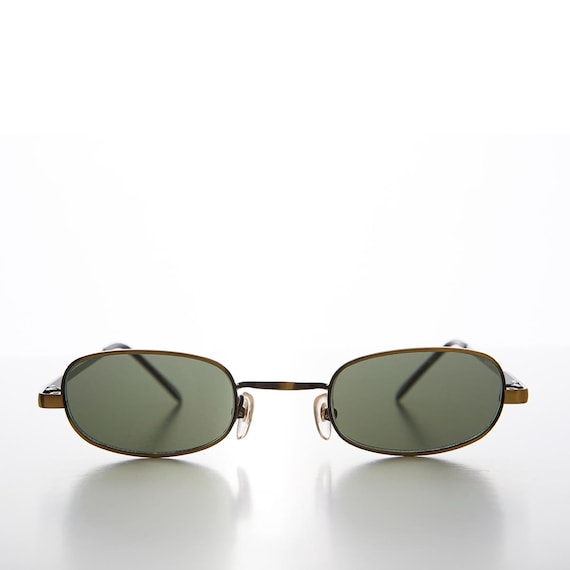 Tiny Rectangle 90s Half-Frame Vintage Sunglasses … - image 4