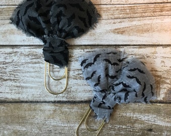 Bats Fabric Planner Clip- Oscuro o Gris Claro / Fabric Planner Clip / Planner Clip / Diario / Marcador / Halloween Planner Clip