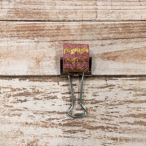 Silver Clip with Purple and Gold Chevron Elastic Pen Holder- Travelers Notebook- Planner- Planner Clip- Paper Clip- Journal