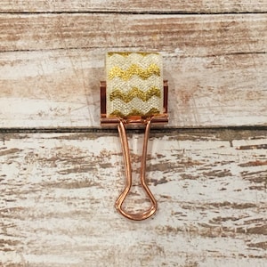 Gold Chevron Elastic Pen Loop Holder Clip - Travelers Notebook- Planner- Planner Clip- Paper Clip- Journal