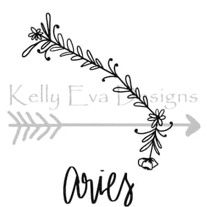 DIGITAL PRINT Aries Floral Constellation Digital Art | Tattoo Design | Planner Art | Wall Art | Black and White Art | Astrology | Galaxy |