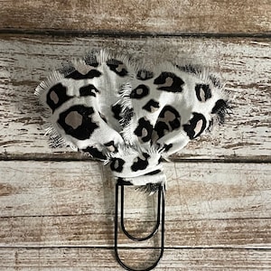 Snow Leopard Planner Clip | Fabric Planner Clip| Planner Clip| Journal | Bookmark