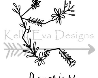 IMPRESIÓN DIGITAL Aquarius Floral Constellation Digital Art / Tattoo Design / Planner Art / Wall Art / Black and White Art / Astrología / Galaxy