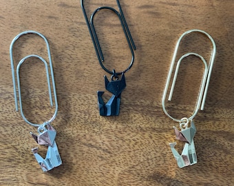 Fancy Fox encantos en amplio clip de papel- oro- plata- negro- planificador encanto- planificador colgante clip- planificador clips- clips de papel