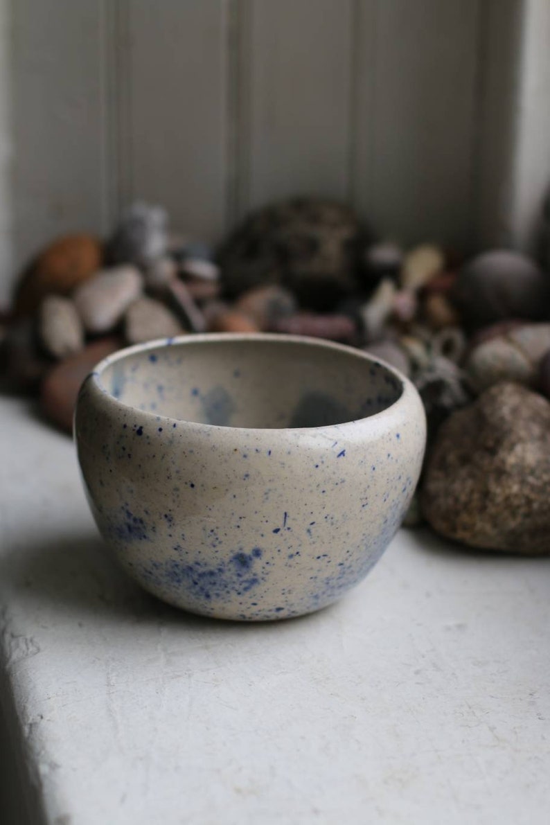 Nebula blue splashed ceramic display bowl Small bowl