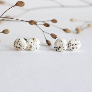 ALBA WEST snow white porcelain stud earrings with Scottish sand, handmade minimalist earrings, hypoallergenic earrings, Scotland image 9