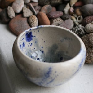 Nebula blue splashed ceramic display bowl image 2