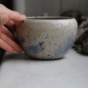 Nebula blue splashed ceramic display bowl image 8