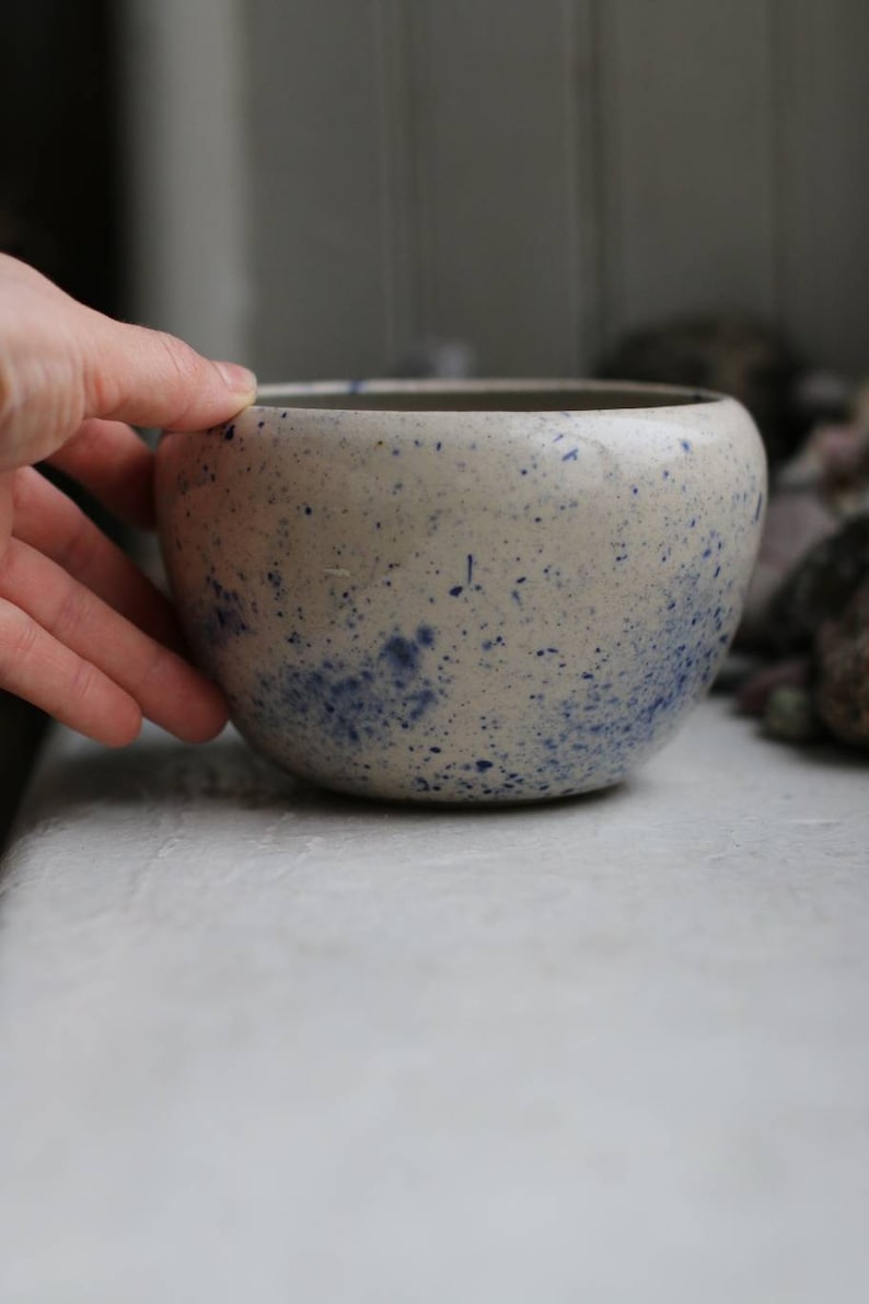 Nebula blue splashed ceramic display bowl image 8