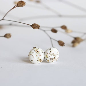 ALBA WEST snow white porcelain stud earrings with Scottish sand, handmade minimalist earrings, hypoallergenic earrings, Scotland image 1