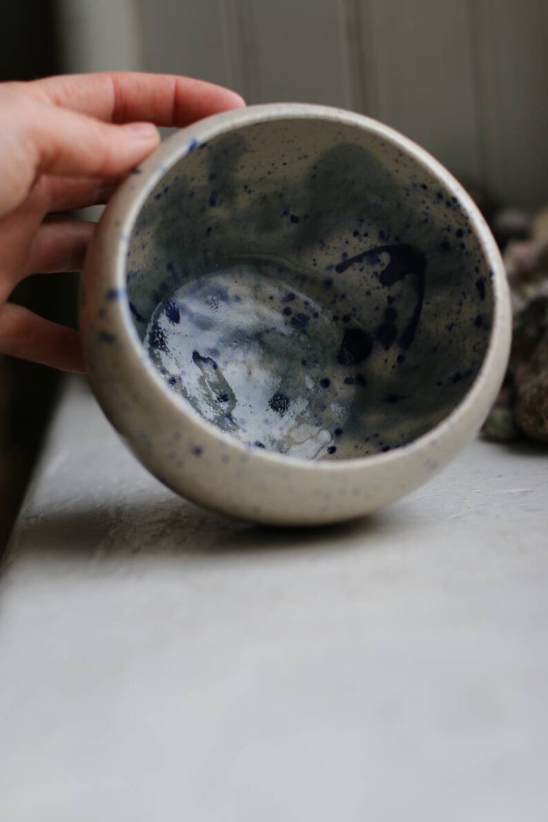 Nebula blue splashed ceramic display bowl image 9