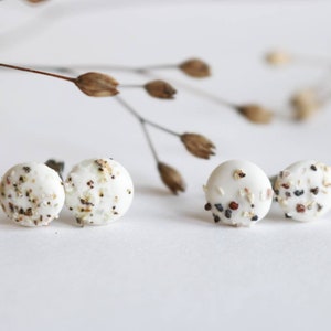 ALBA WEST snow white porcelain stud earrings with Scottish sand, handmade minimalist earrings, hypoallergenic earrings, Scotland image 8